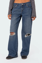 Debbie Distressed Low Rise Baggy Jeans