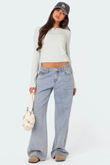 Maddison Pointelle Long Sleeve T Shirt