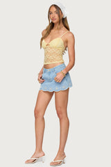 Sheer Lace Cut Out Tank Top
