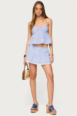 Dora Striped Linen Look Mini Skirt