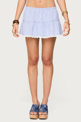 Dora Striped Linen Look Mini Skirt
