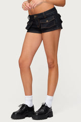 Cavella Stretchy Denim Micro Shorts