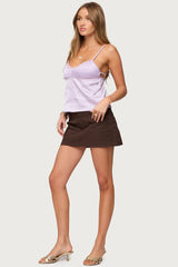 Blanca Satin Effect Lace Trim Tank Top