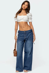 Katt Lace Up Low Rise Baggy Jeans