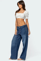 Katt Lace Up Low Rise Baggy Jeans
