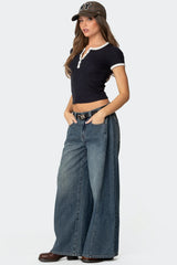 Hilla Side Split Low Rise Baggy Jeans