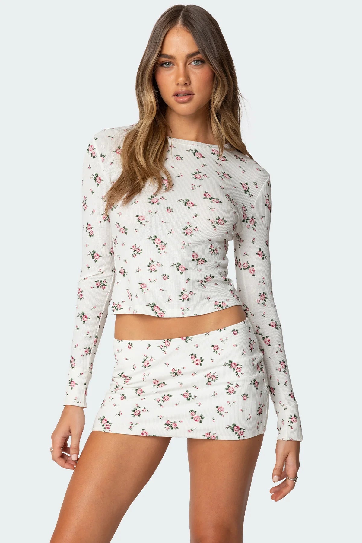 Melany Floral Waffle T Shirt