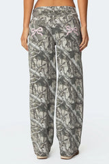 Camo & Bow Low Rise Baggy Jeans