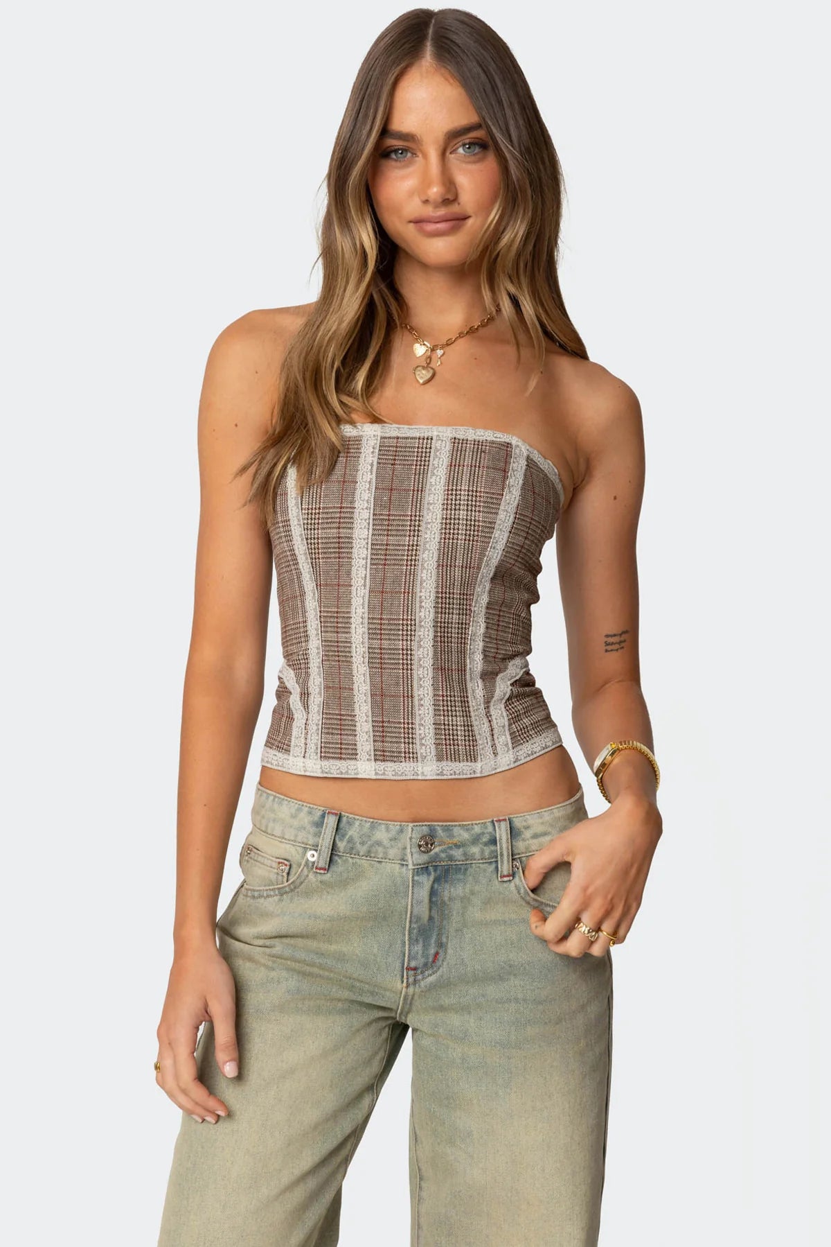 Jaiden Houndstooth Plaid Corset