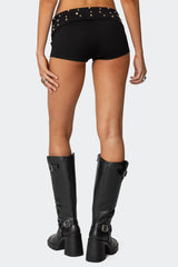 Studded Foldover Micro Shorts
