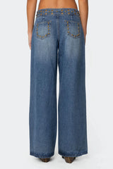 Stud & Grommet Low Rise Baggy Jeans