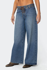 Stud & Grommet Low Rise Baggy Jeans