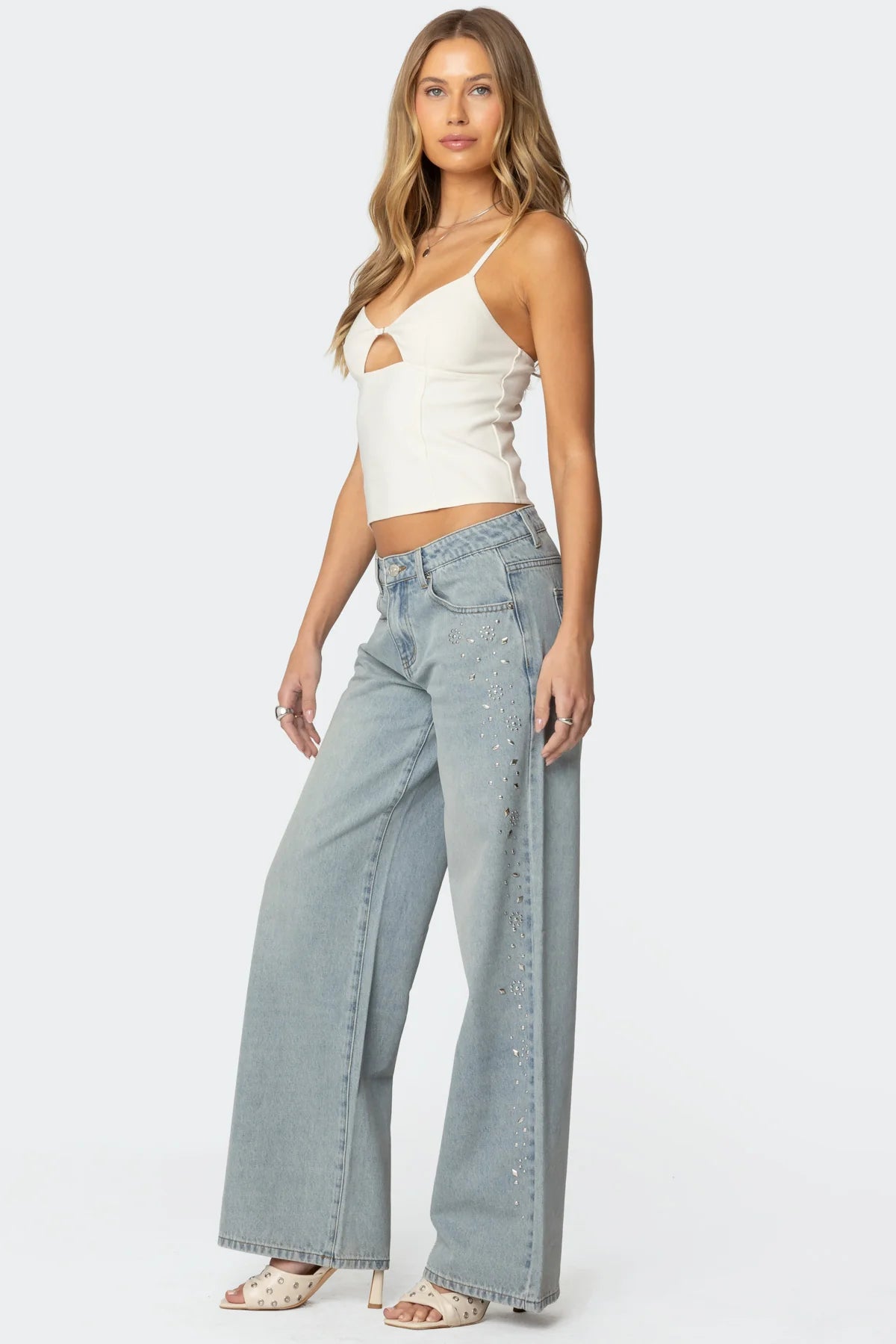 Everly Studded Low Rise Baggy Jeans