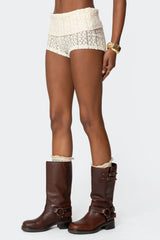 Rye Sheer Textured Foldover Shorts