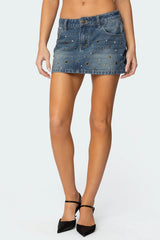Ruari Studded Denim Mini Skirt