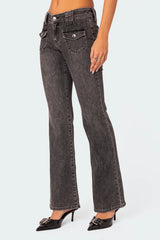 Tatum Washed Low Rise Flared Jeans
