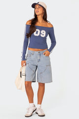 90'S Off Shoulder Long Sleeve T Shirt