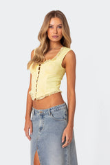 Button Front Lacey Corset