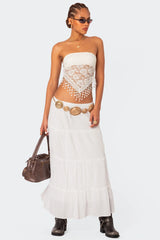 India Sheer Lace Strapless Top