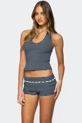 Reagan Striped Ribbed Halter Top
