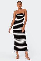 Knit Back Slitted Maxi Dress
