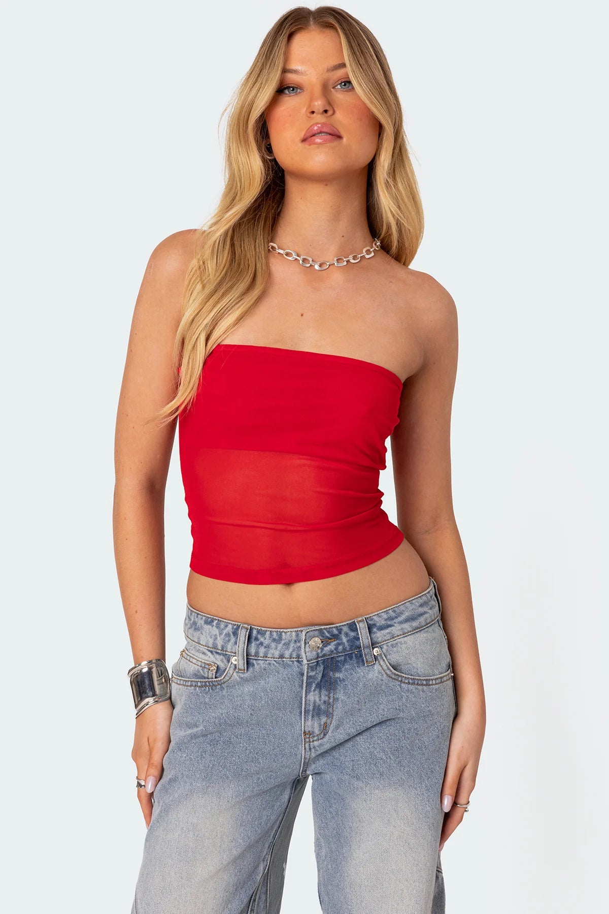 Celestia Sheer Mesh Tube Top