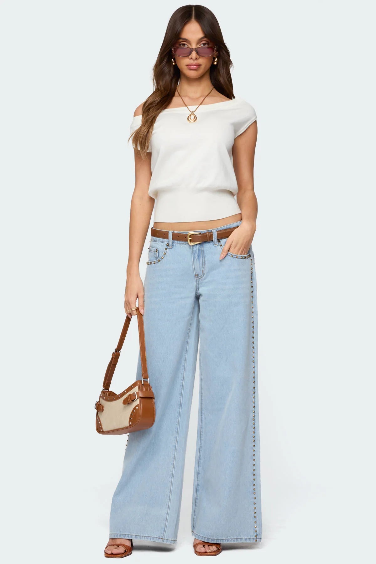 Stassie Studded Low Rise Baggy Jeans