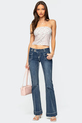 Mixed Floral Pointelle Tube Top