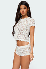 Elisa Open Knit Button Up Top