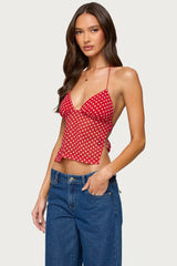 Polka Dot Backless Chiffon Top