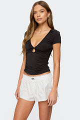 Burkley Keyhole Gathered Top