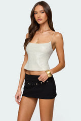 Metallic & Sequin Textured Tank Top