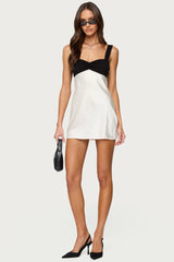 Contrast Satin Effect Mini Dress