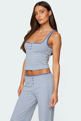 Monti Striped Henley Tank Top