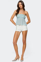 Beadie Sheer Chiffon Strapless Top