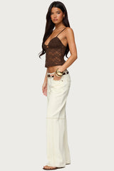 Sheer Lace Cut Out Tank Top