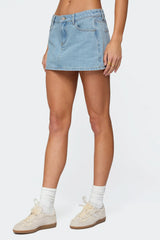 Eyelet Bows Denim Mini Skirt