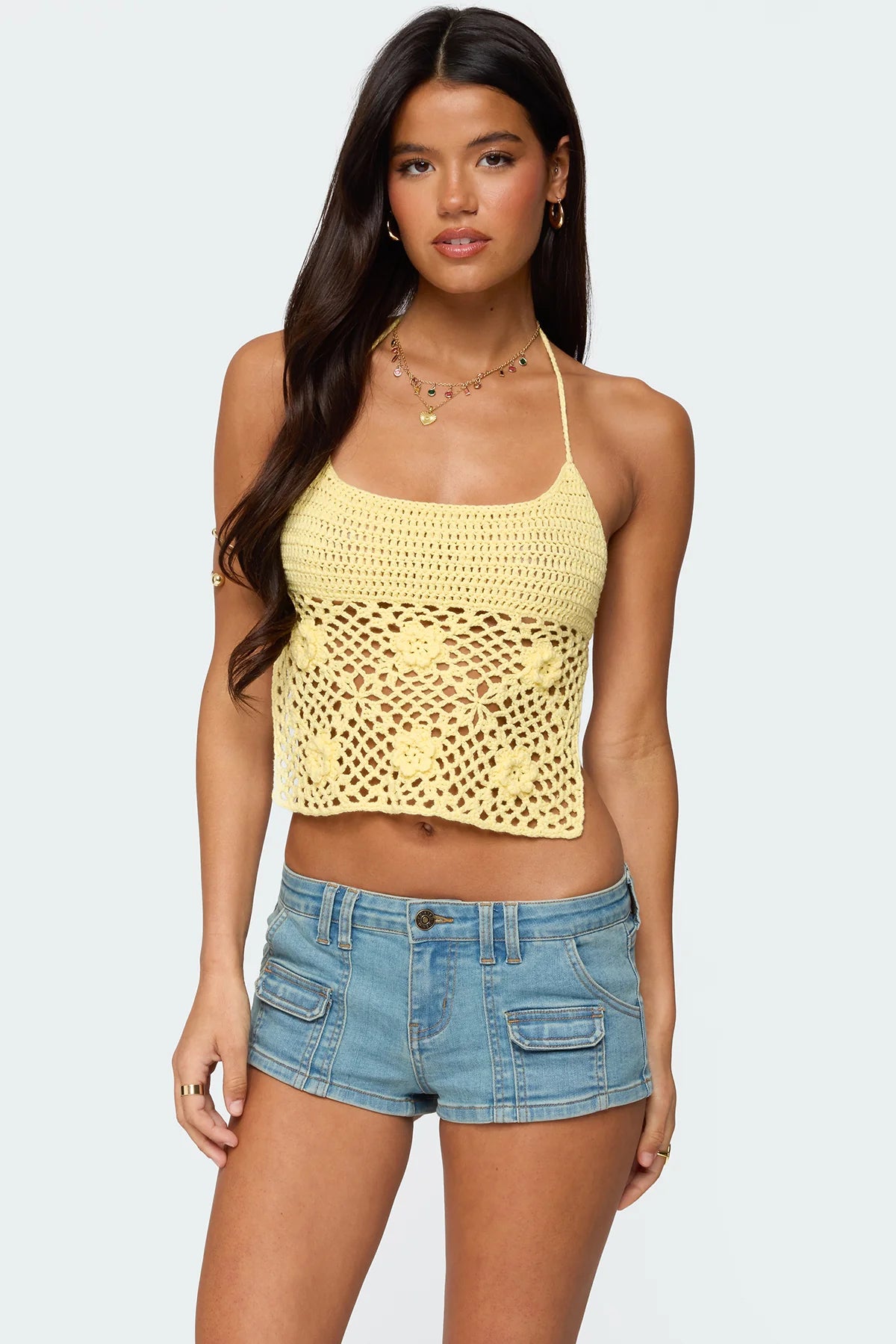 Miel Crochet Backless Halter Top