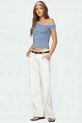 Lorna Contrast Off Shoulder Top