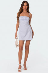 Henrietta Ruched Linen Look Mini Dress