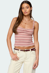 Adelia Striped Ruched Tank Top