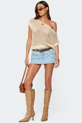 Trix Off Shoulder Open Knit Top