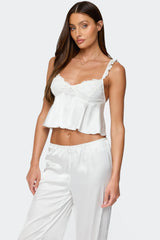 Izabella Lacey Satin Effect Ruffle Top