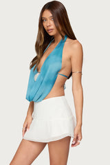 Seabound Cowl Neck Backless Halter Top