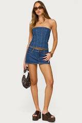 Camelia Strapless Denim Corset