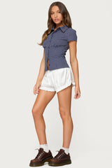 Polka Dot Tailored Button Up Shirt