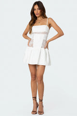Lacey Linen Look Mini Dress