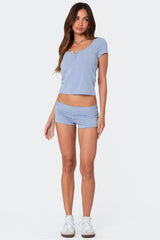 Lorelei Printed Pointelle Henley Top