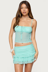 Enya Fringed Sheer Mesh Top