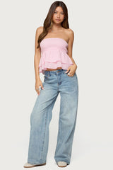 Toria Ruffled Eyelet Strapless Top